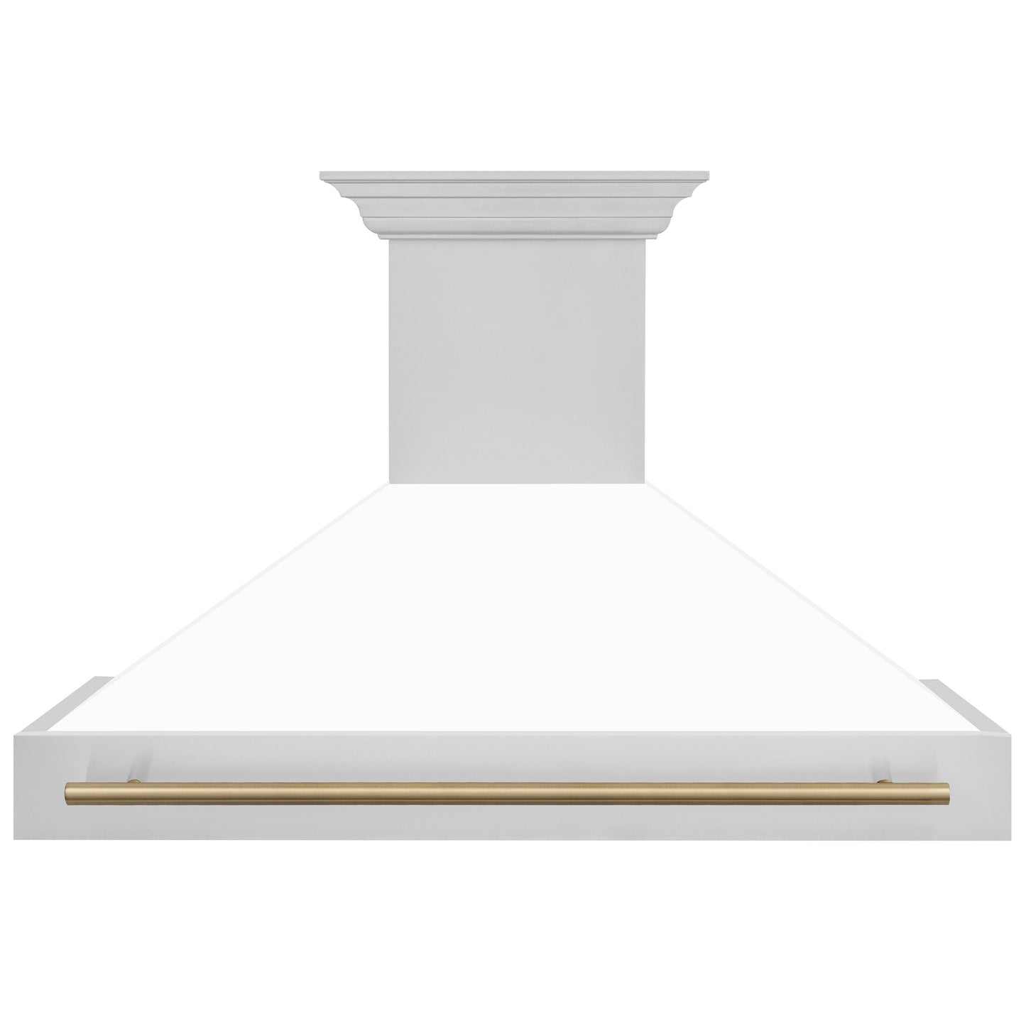 ZLINE 48" Autograph Edition Stainless Steel Range Hood With White Matte Shell and Champagne Bronze Handle