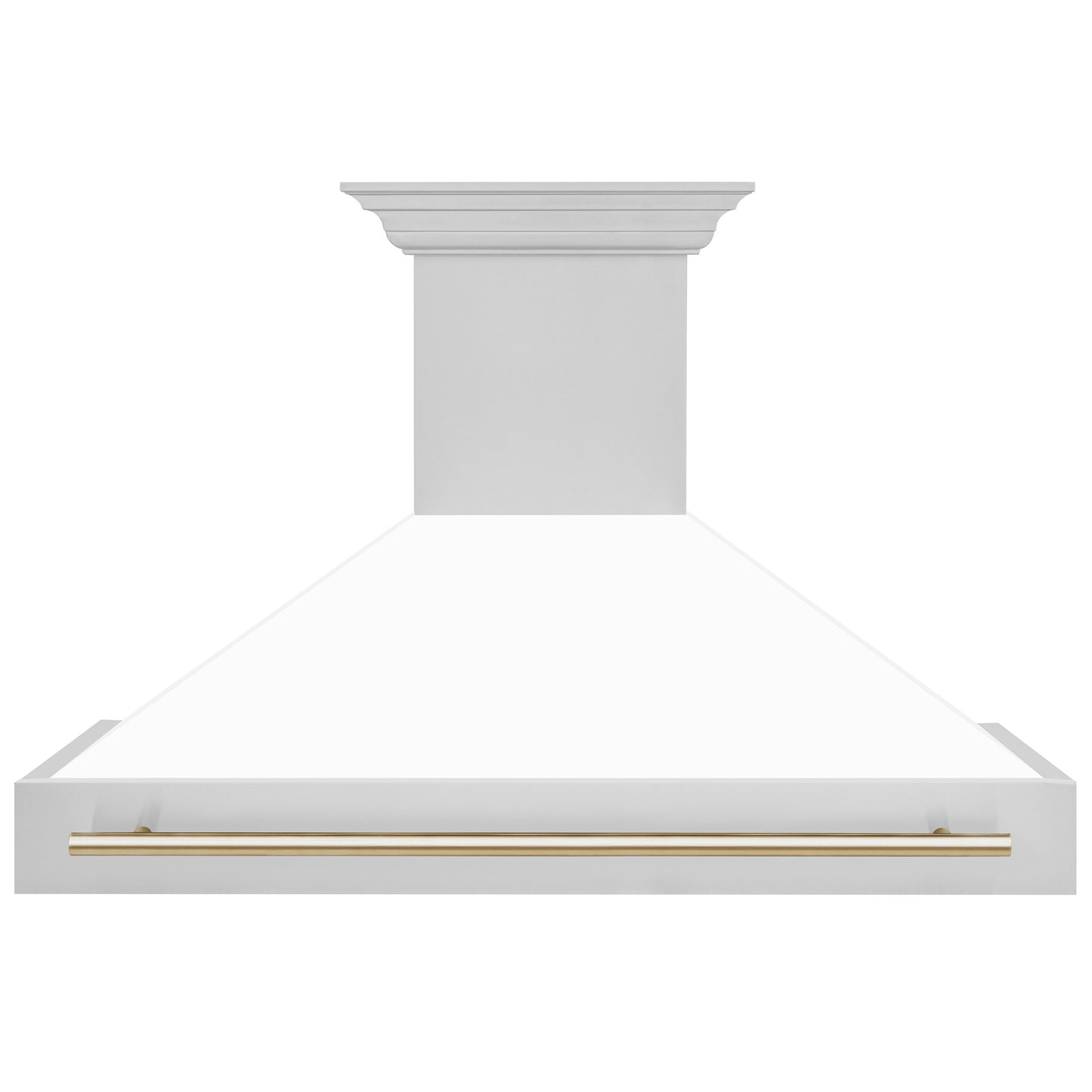 ZLINE 48" Autograph Edition Stainless Steel Range Hood With White Matte Shell and Gold Handle