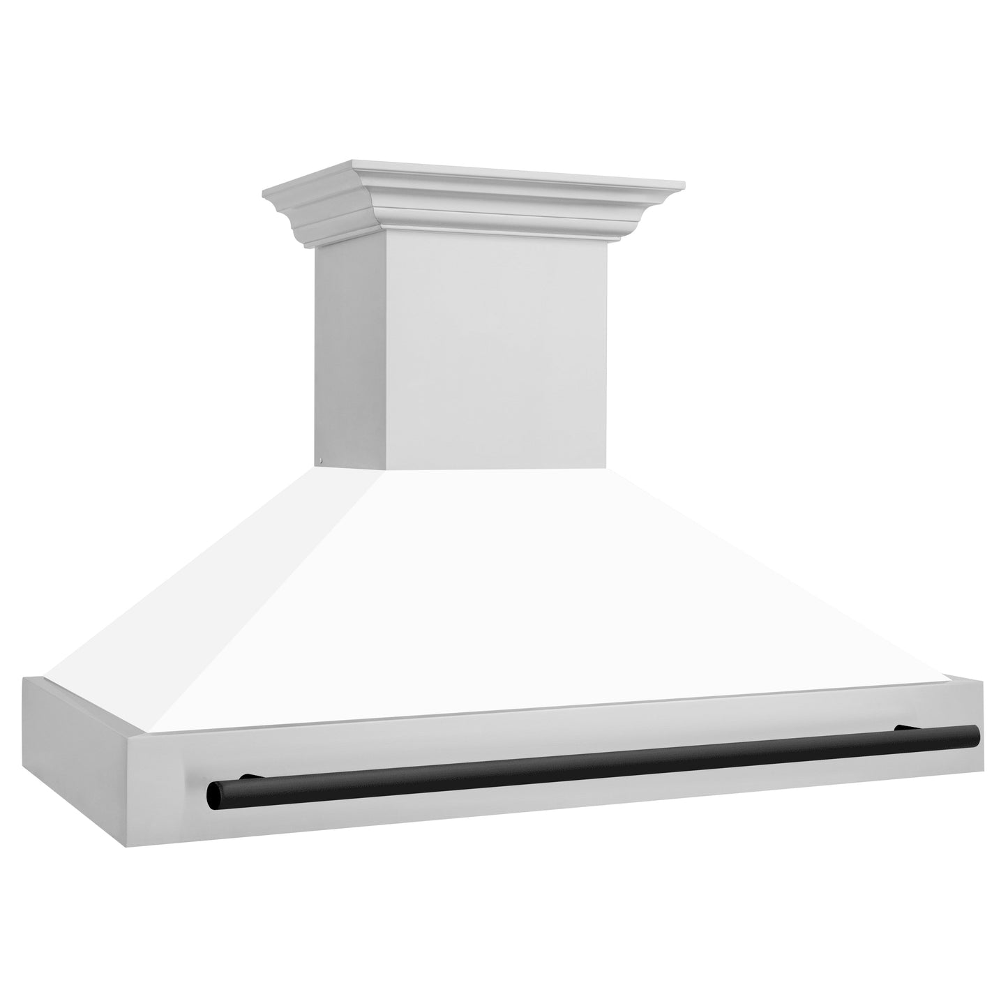 ZLINE 48" Autograph Edition Stainless Steel Wall Mount Range Hood With White Matte Shell and Matte Black Handle