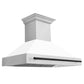 ZLINE 48" Autograph Edition Stainless Steel Wall Mount Range Hood With White Matte Shell and Matte Black Handle