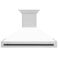 ZLINE 48" Autograph Edition Stainless Steel Wall Mount Range Hood With White Matte Shell and Matte Black Handle