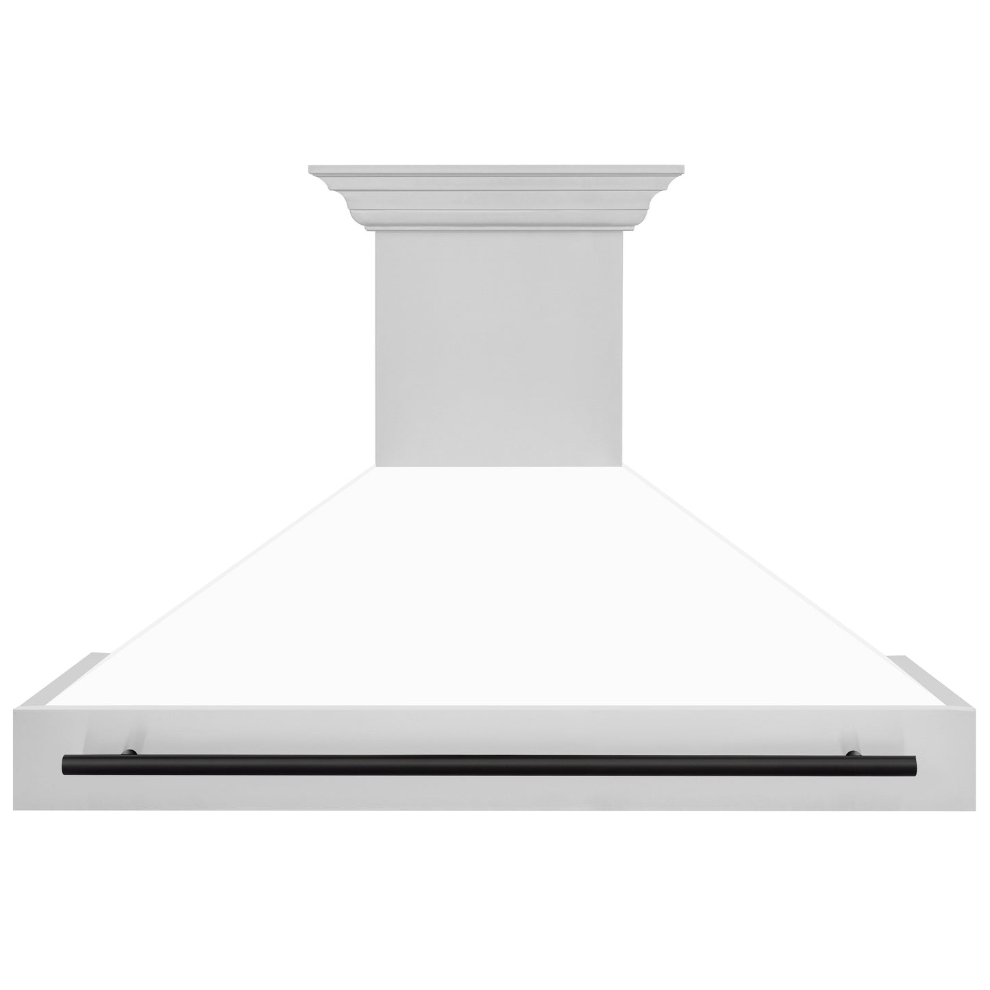 ZLINE 48" Autograph Edition Stainless Steel Wall Mount Range Hood With White Matte Shell and Matte Black Handle