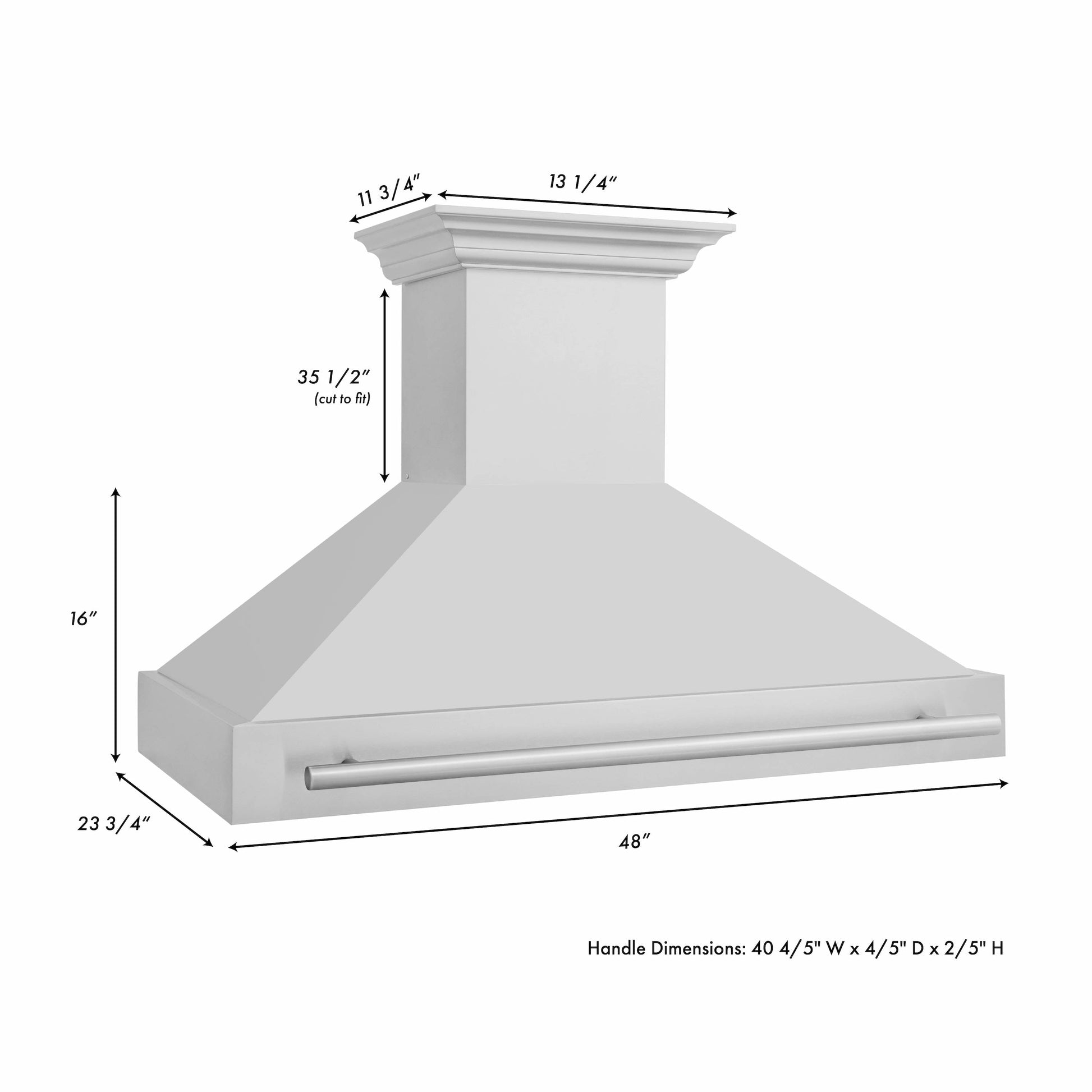 ZLINE 48" Stainless Steel Range Hood With Stainless Steel Handle