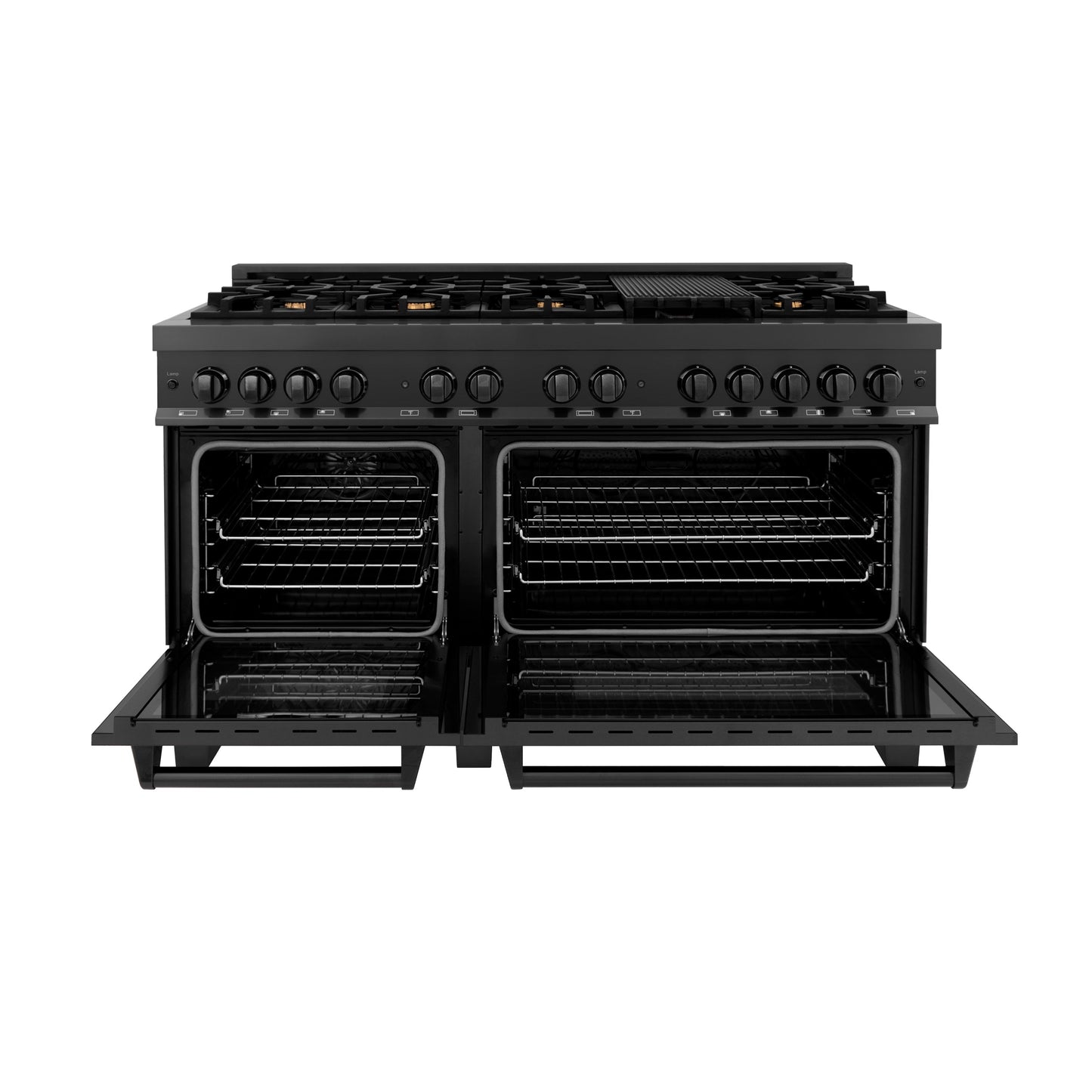 ZLINE 60" Black Stainless Steel Dual Fuel Range With Brass Burners and 7.4 cu. ft. Electric Oven