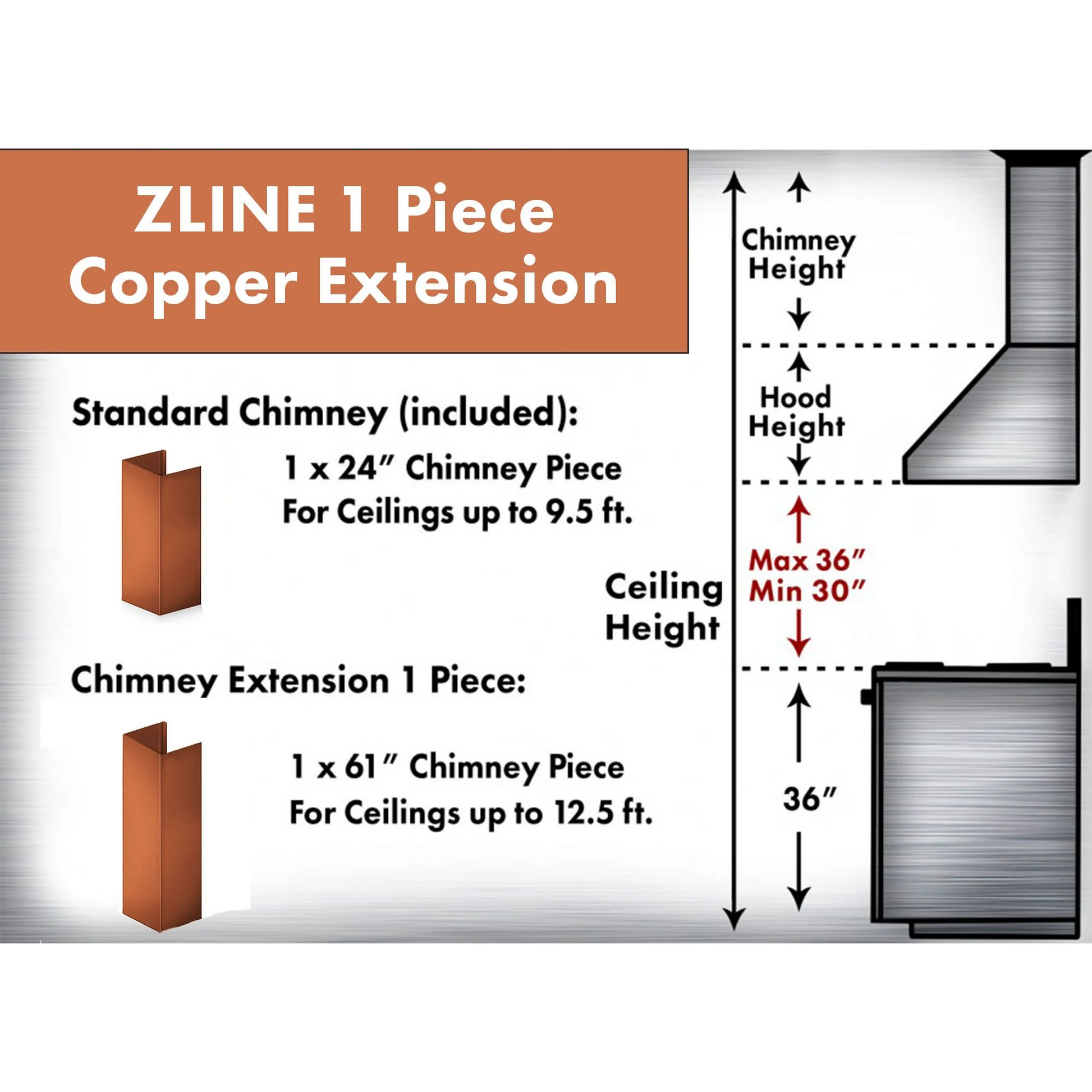 ZLINE 61" Extended Chimney and Crown (8667C-E)