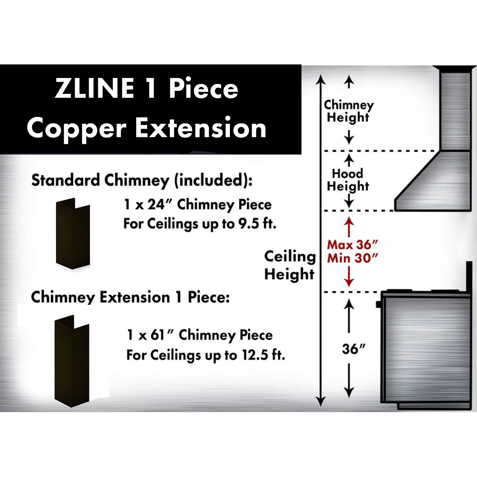 ZLINE 61" Extended Chimney and Crown (8KBB-E)