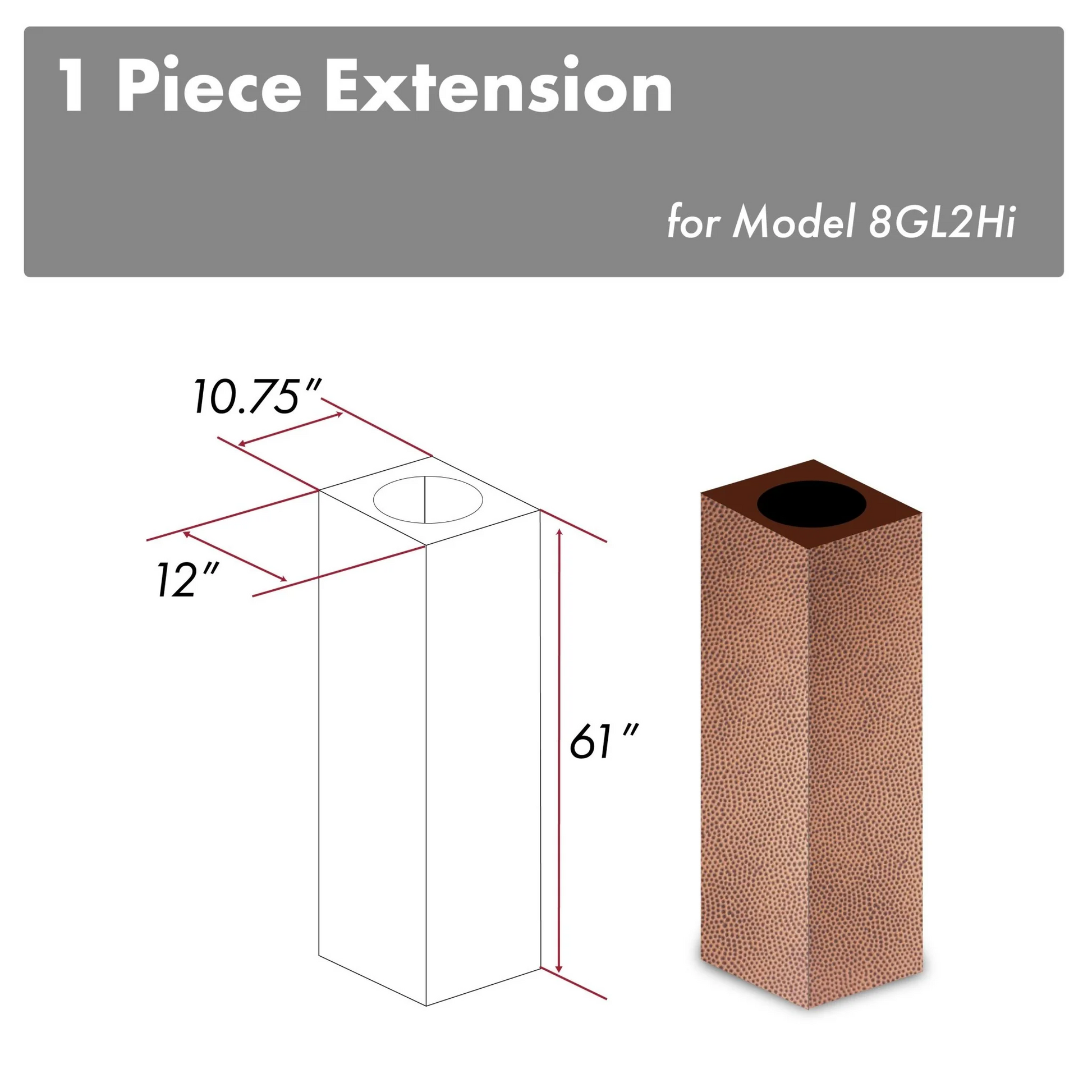 ZLINE 61" Snow Finished Stainless Steel Chimney Extension for Ceilings up to 12.5 ft. (8GL2iH-E)