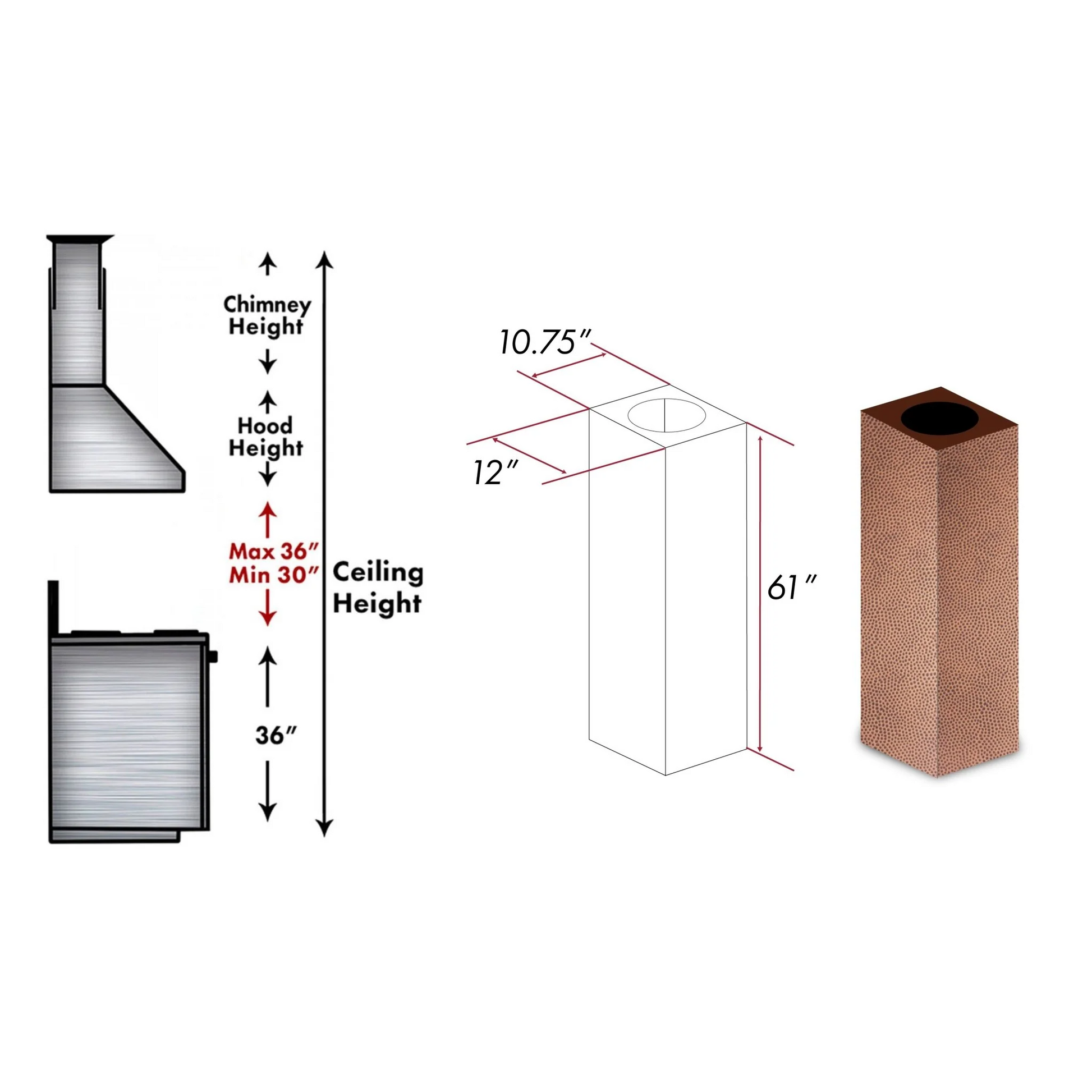 ZLINE 61" Snow Finished Stainless Steel Chimney Extension for Ceilings up to 12.5 ft. (8GL2iH-E)