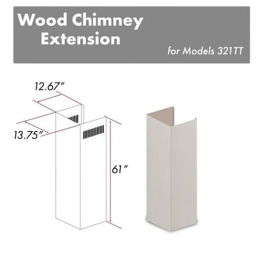 ZLINE 61" Wooden Chimney Extension for Ceilings up to 12.5 ft. (321TT-E)