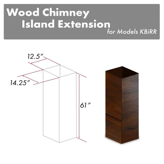 ZLINE 61" Wooden Chimney Extension for Ceilings up to 12.5 ft. (KBiRR-E)