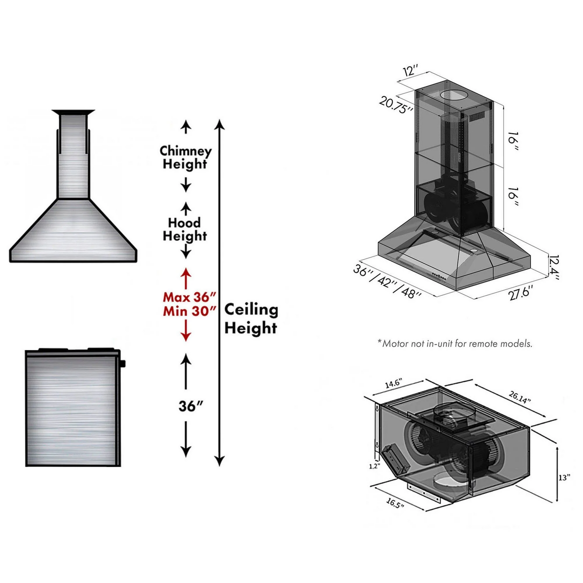 ZLINE 697i-RD 36" Remote Blower Island Mount Range Hood in Stainless Steel