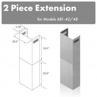 ZLINE 71" Stainless Steel Extended Chimney (2PCEXT-681-42/48)