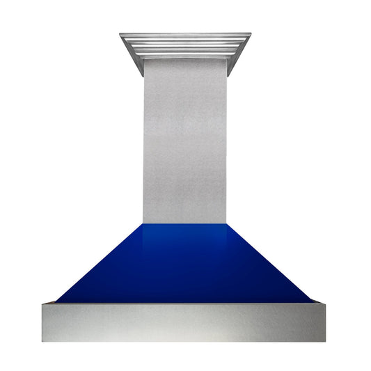 ZLINE 8654 36" DuraSnow Stainless Steel Range Hood with Blue Gloss Shell