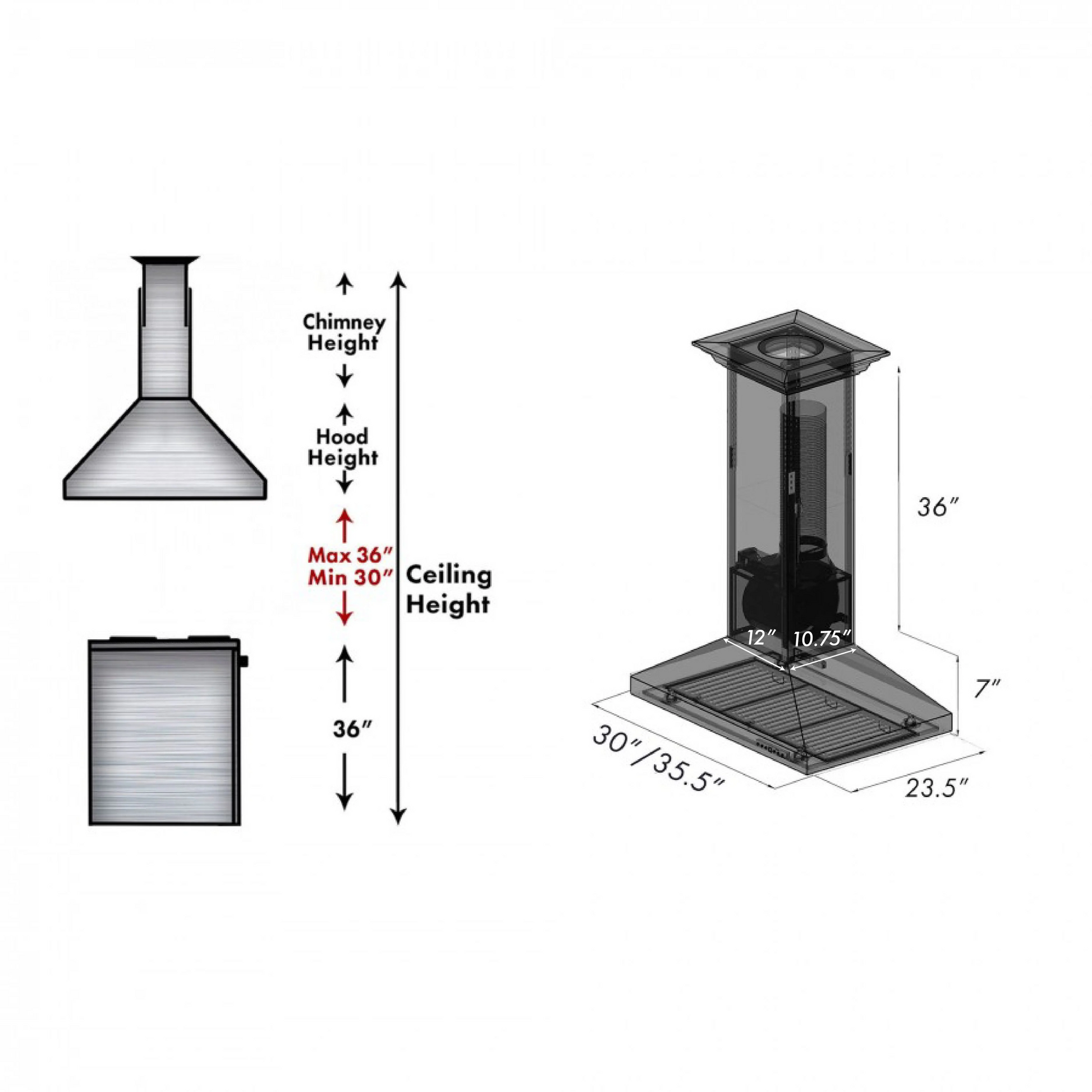 ZLINE 8GL2Bi 36" Designer Series Oil-Rubbed Bronze Island Mount Range Hood