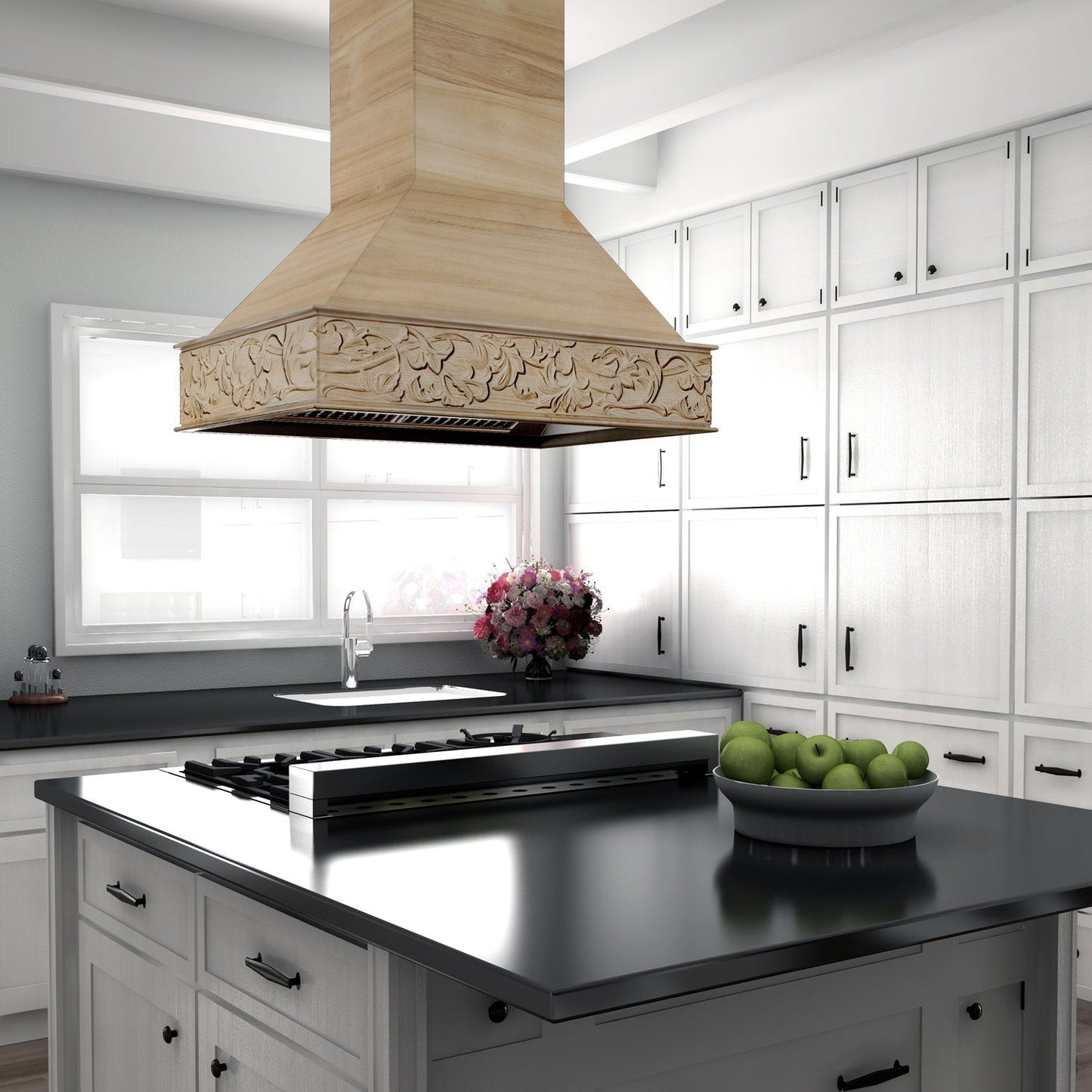 ZLINE 9373UF 36" Unfinished Wooden Island Mount Range Hood - Includes Motor