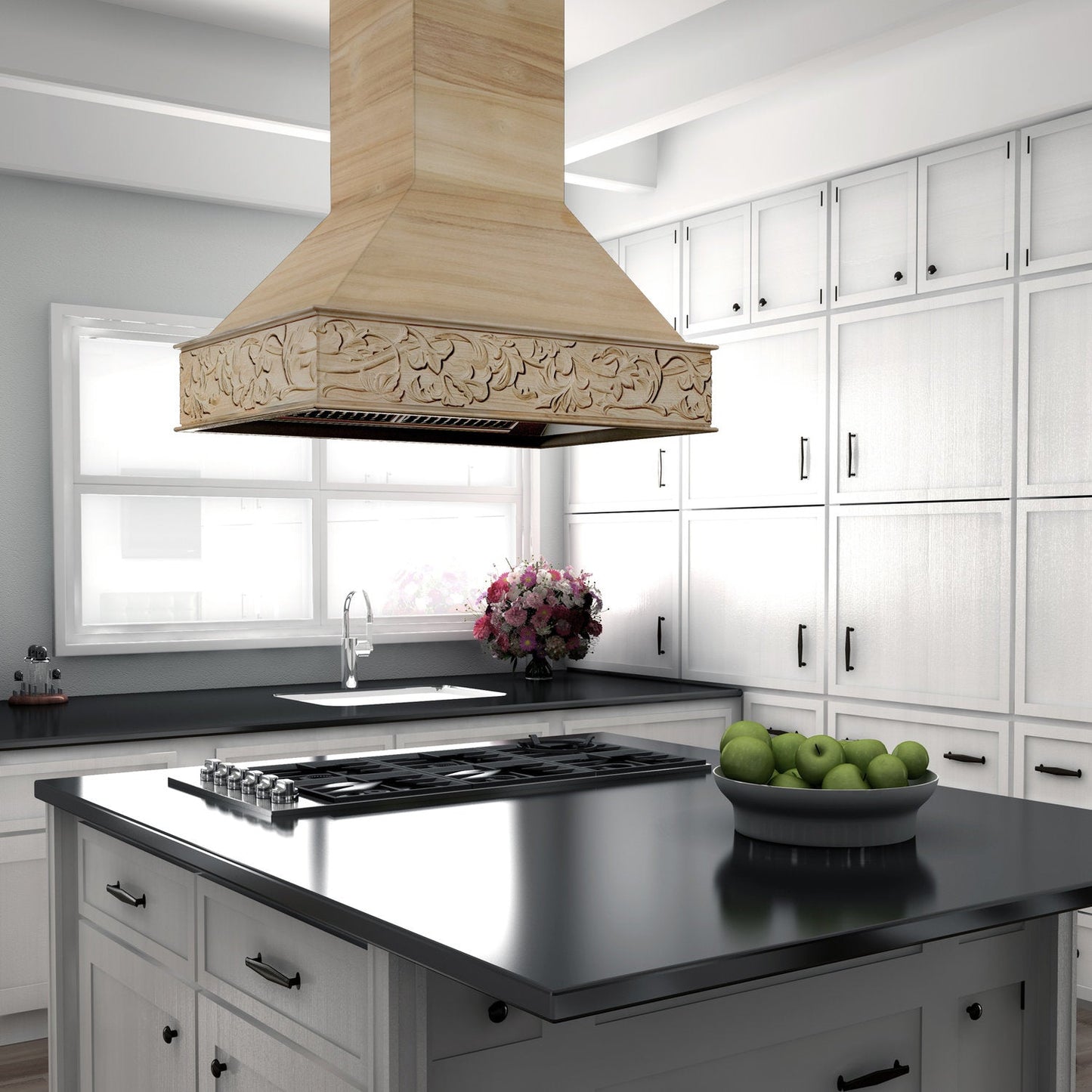 ZLINE 9373UF 36" Unfinished Wooden Island Mount Range Hood - Includes Motor