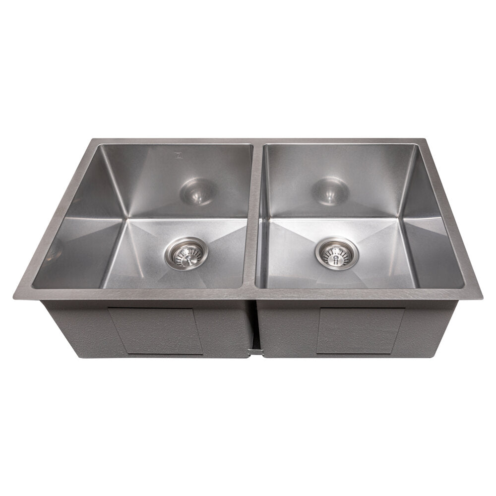 ZLINE Anton 33" DuraSnow Stainless Steel Undermount Double Bowl Sink