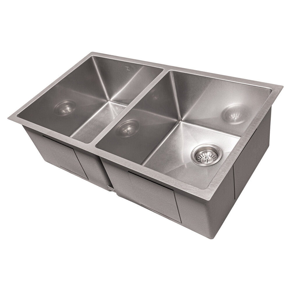 ZLINE Anton 33" DuraSnow Stainless Steel Undermount Double Bowl Sink