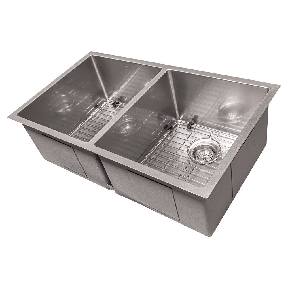 ZLINE Anton 33" DuraSnow Stainless Steel Undermount Double Bowl Sink