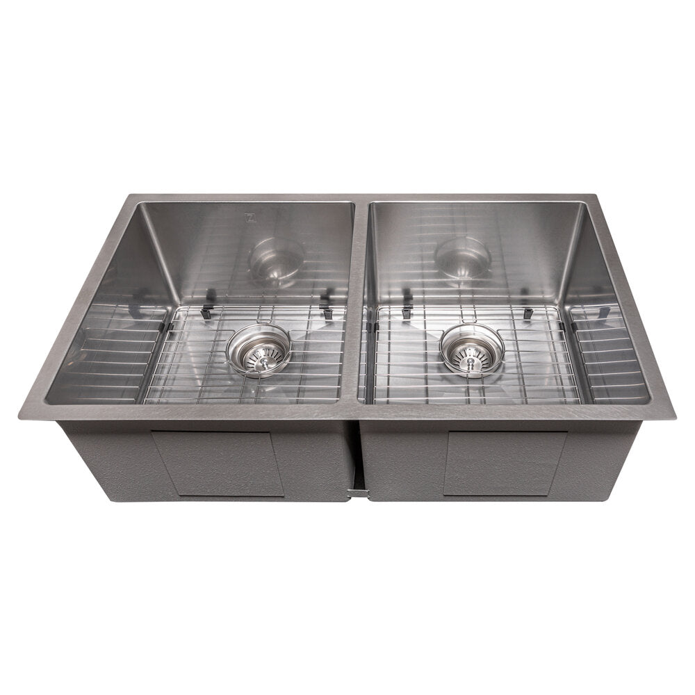 ZLINE Anton 33" DuraSnow Stainless Steel Undermount Double Bowl Sink