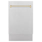 ZLINE Autograph Edition 18" DuraSnow Stainless Steel Compact 3rd Rack Top Control Dishwasher With Gold Handle