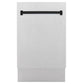 ZLINE Autograph Edition 18" DuraSnow Stainless Steel Compact 3rd Rack Top Control Dishwasher With Matte Black Handle