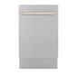 ZLINE Autograph Edition 18" Stainless Steel Compact 3rd Rack Top Control Dishwasher With Champagne Bronze Handle