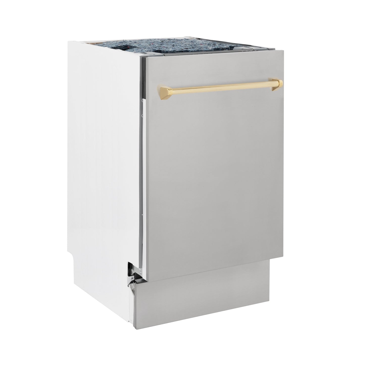 ZLINE Autograph Edition 18" Stainless Steel Compact 3rd Rack Top Control Dishwasher With Champagne Bronze Handle