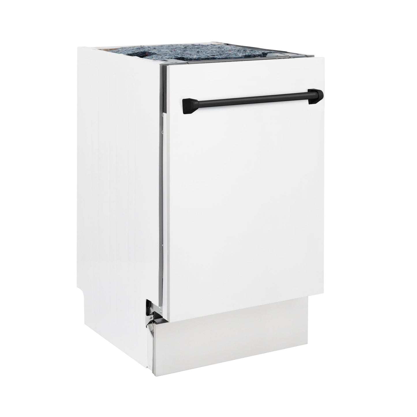 ZLINE Autograph Edition 18" White Matte Compact 3rd Rack Top Control Dishwasher With Champagne Bronze Handle