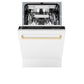 ZLINE Autograph Edition 18" White Matte Compact 3rd Rack Top Control Dishwasher With Gold Handle