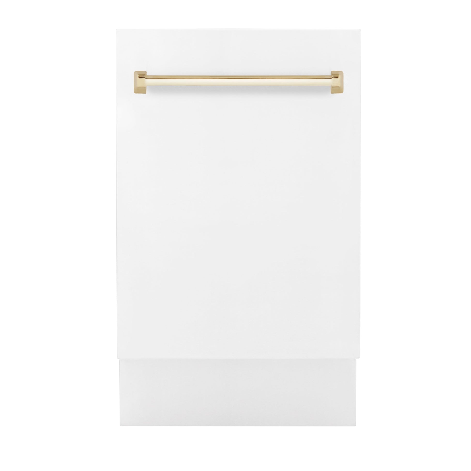 ZLINE Autograph Edition 18" White Matte Compact 3rd Rack Top Control Dishwasher With Gold Handle