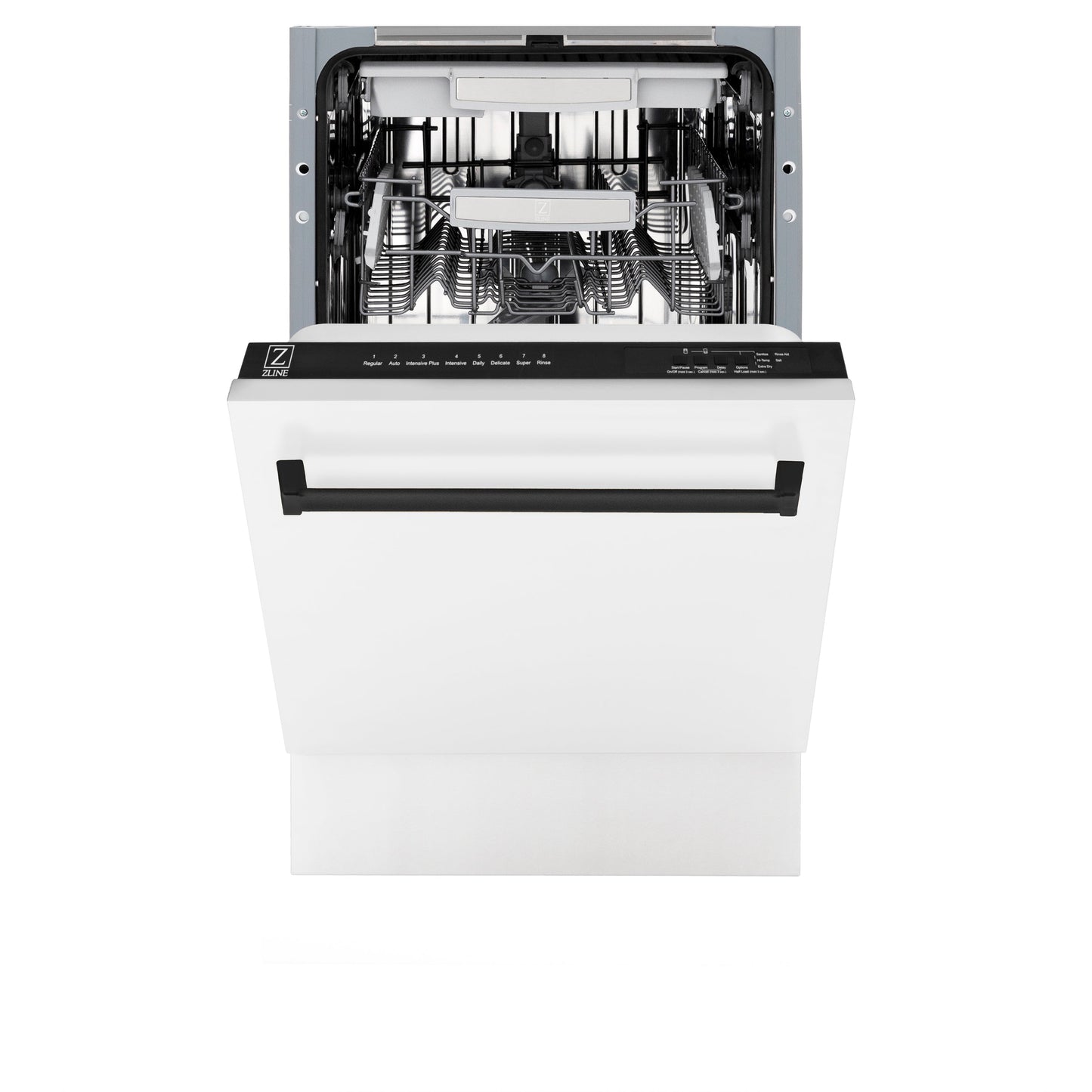 ZLINE Autograph Edition 18" White Matte Compact 3rd Rack Top Control Dishwasher With Matte Black Handle