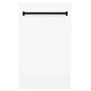 ZLINE Autograph Edition 18" White Matte Compact 3rd Rack Top Control Dishwasher With Matte Black Handle