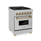 ZLINE Autograph Edition 24" 2.8 cu. ft. Dual Fuel Range With Gas Stove and Electric Oven in DuraSnow Stainless Steel With Champagne Bronze Accents