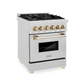 ZLINE Autograph Edition 24" 2.8 cu. ft. Dual Fuel Range With Gas Stove and Electric Oven in DuraSnow Stainless Steel With Gold Accents