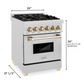 ZLINE Autograph Edition 24" 2.8 cu. ft. Dual Fuel Range With Gas Stove and Electric Oven in DuraSnow Stainless Steel With Gold Accents