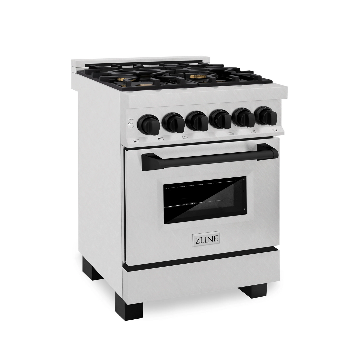 ZLINE Autograph Edition 24" 2.8 cu. ft. Dual Fuel Range With Gas Stove and Electric Oven in DuraSnow Stainless Steel With Matte Black Accents