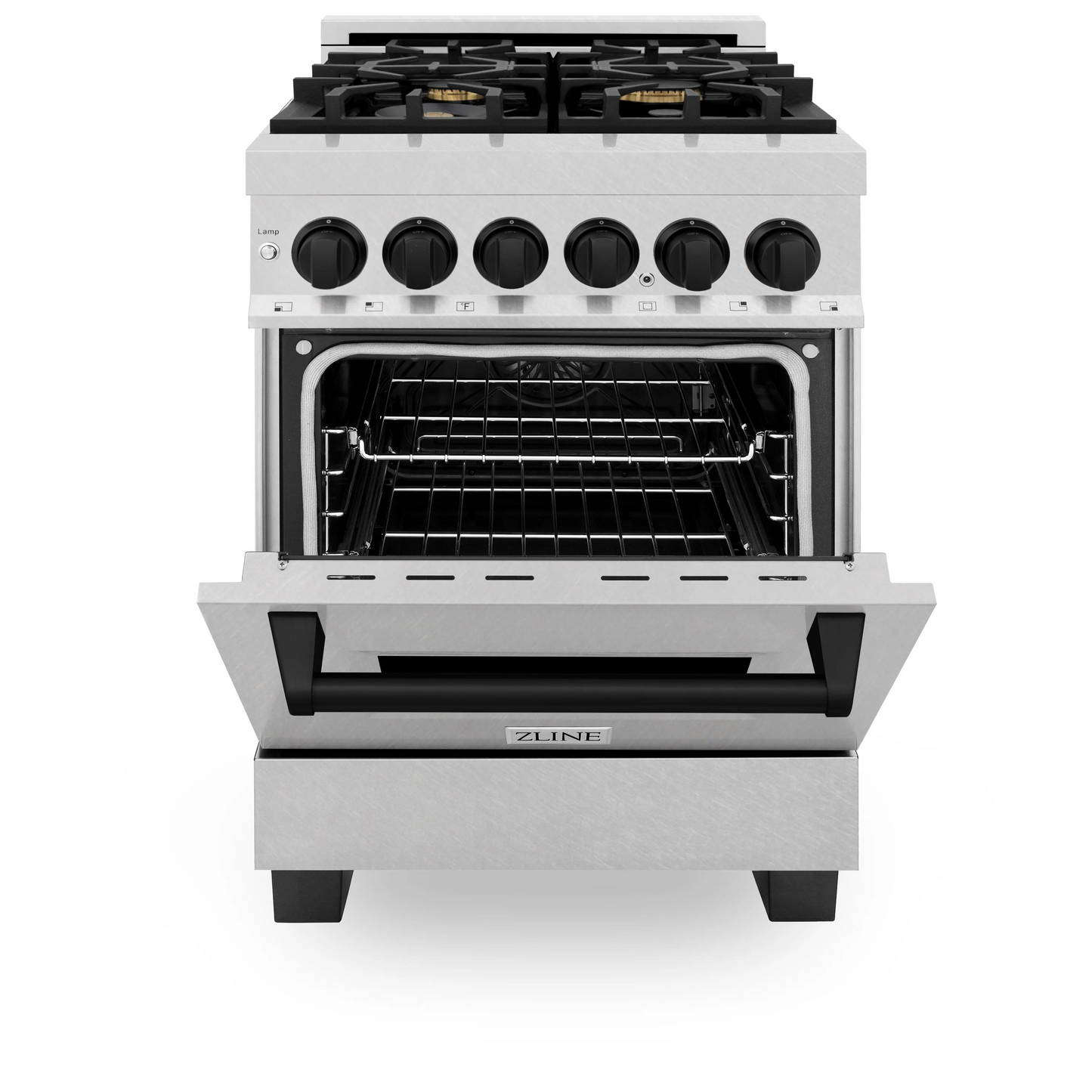 ZLINE Autograph Edition 24" 2.8 cu. ft. Dual Fuel Range With Gas Stove and Electric Oven in DuraSnow Stainless Steel With Matte Black Accents