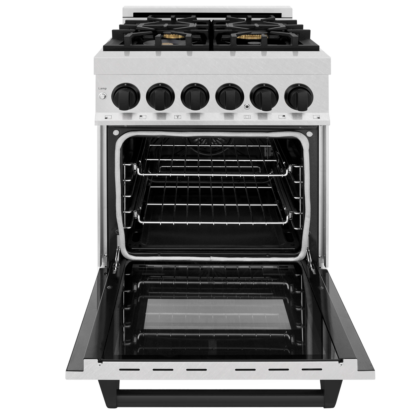 ZLINE Autograph Edition 24" 2.8 cu. ft. Dual Fuel Range With Gas Stove and Electric Oven in DuraSnow Stainless Steel With Matte Black Accents