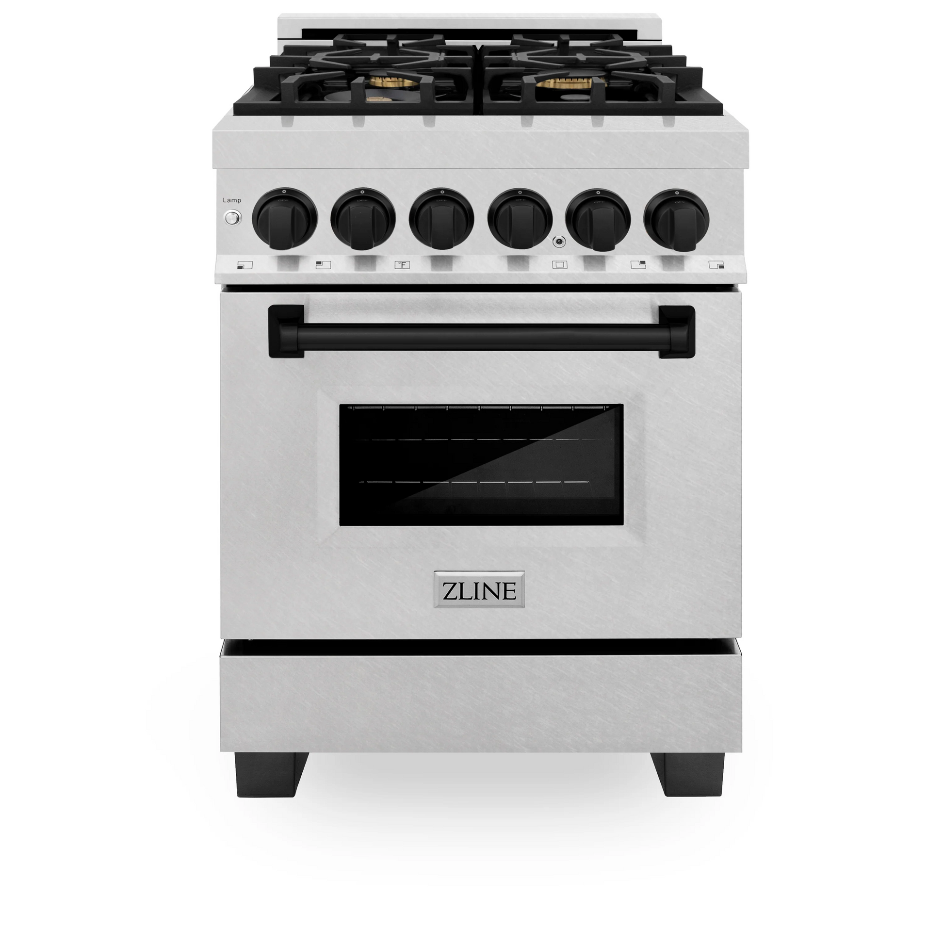 ZLINE Autograph Edition 24" 2.8 cu. ft. Dual Fuel Range With Gas Stove and Electric Oven in DuraSnow Stainless Steel With Matte Black Accents