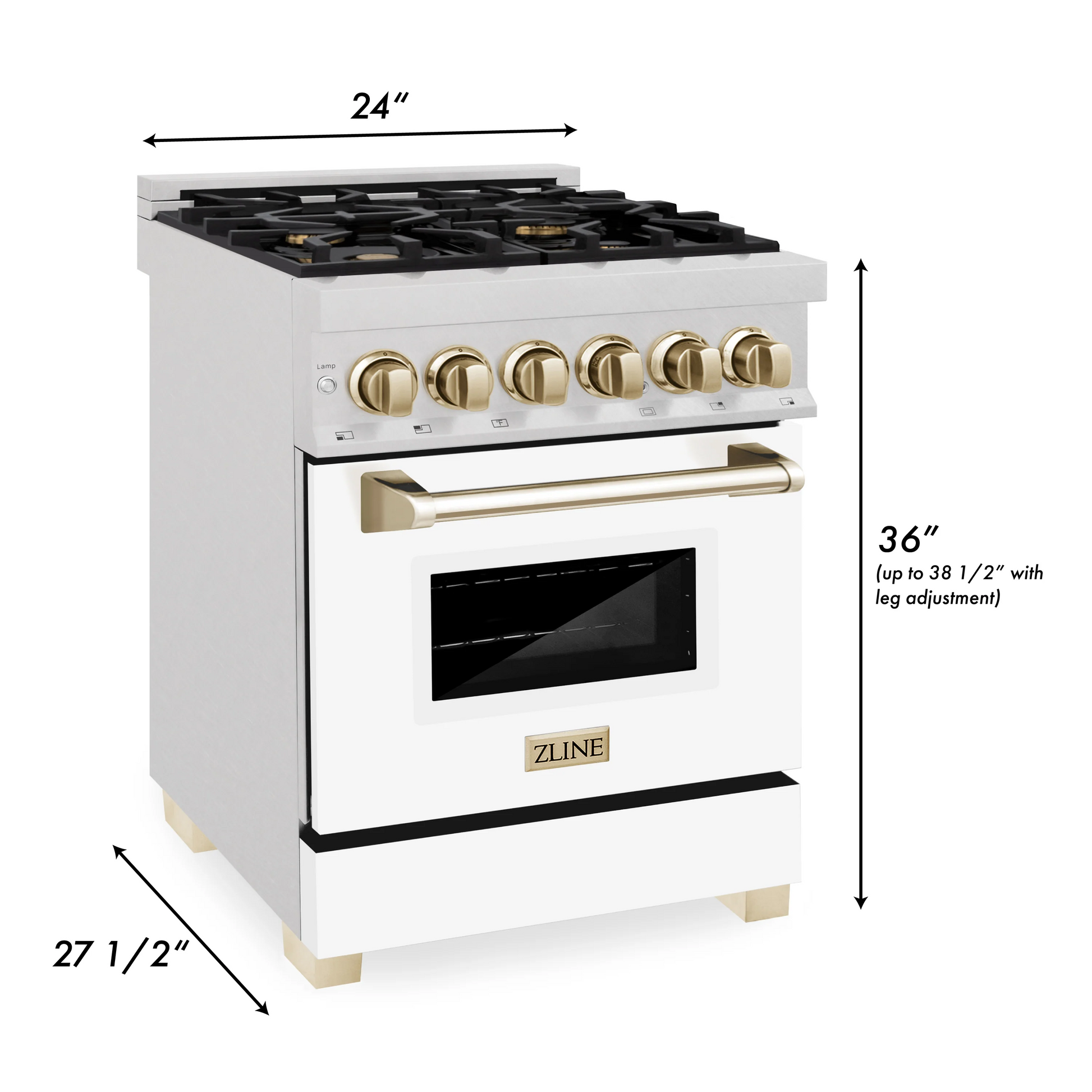 ZLINE Autograph Edition 30 4.0 Cu. ft. Dual Fuel Range in DuraSnow Stainless Steel with White Matte Door and Gold Accents