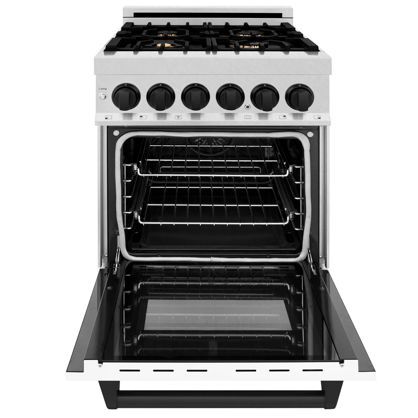 ZLINE Autograph Edition 24" 2.8 cu. ft. Dual Fuel Range With Gas Stove and Electric Oven in DuraSnow Stainless Steel With White Matte Door and Matte Black Accents