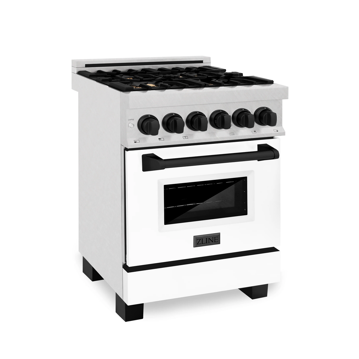 ZLINE Autograph Edition 24" 2.8 cu. ft. Dual Fuel Range With Gas Stove and Electric Oven in DuraSnow Stainless Steel With White Matte Door and Matte Black Accents