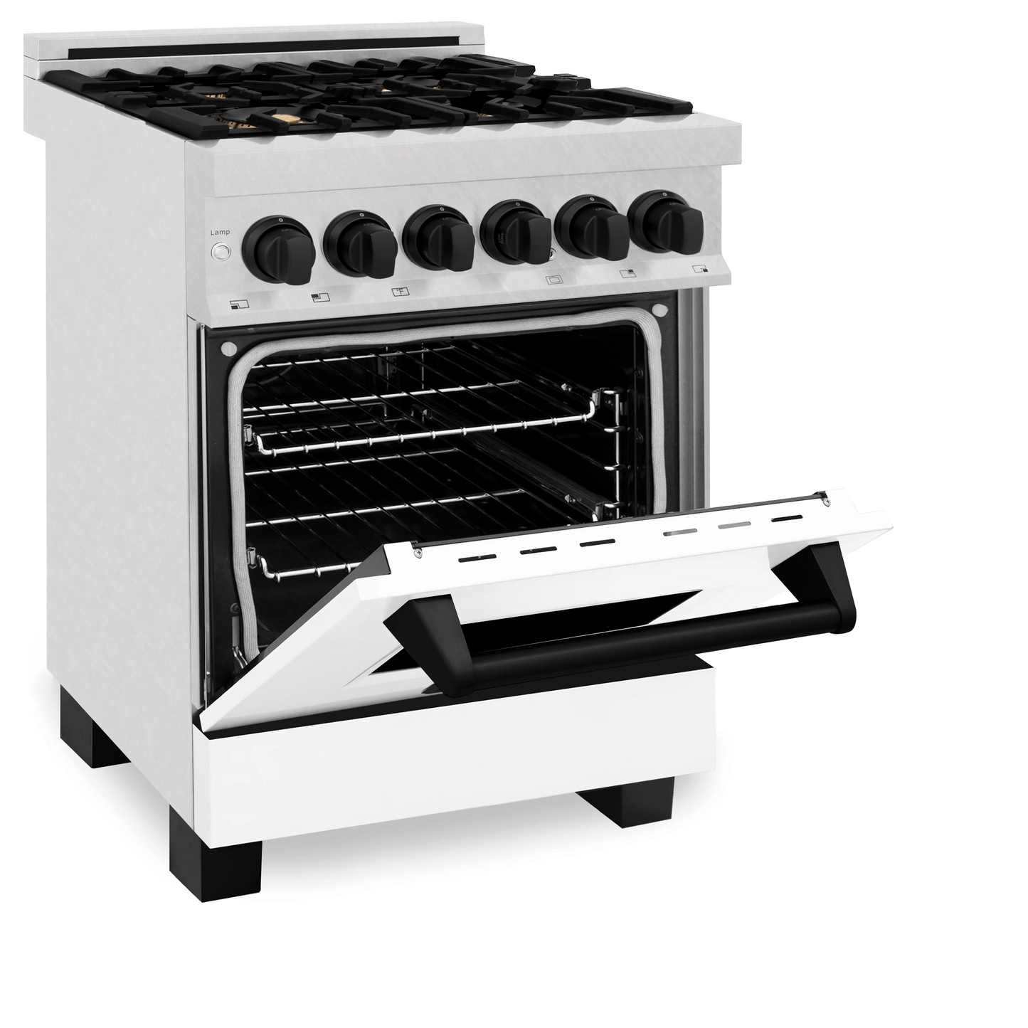 ZLINE Autograph Edition 24" 2.8 cu. ft. Dual Fuel Range With Gas Stove and Electric Oven in DuraSnow Stainless Steel With White Matte Door and Matte Black Accents