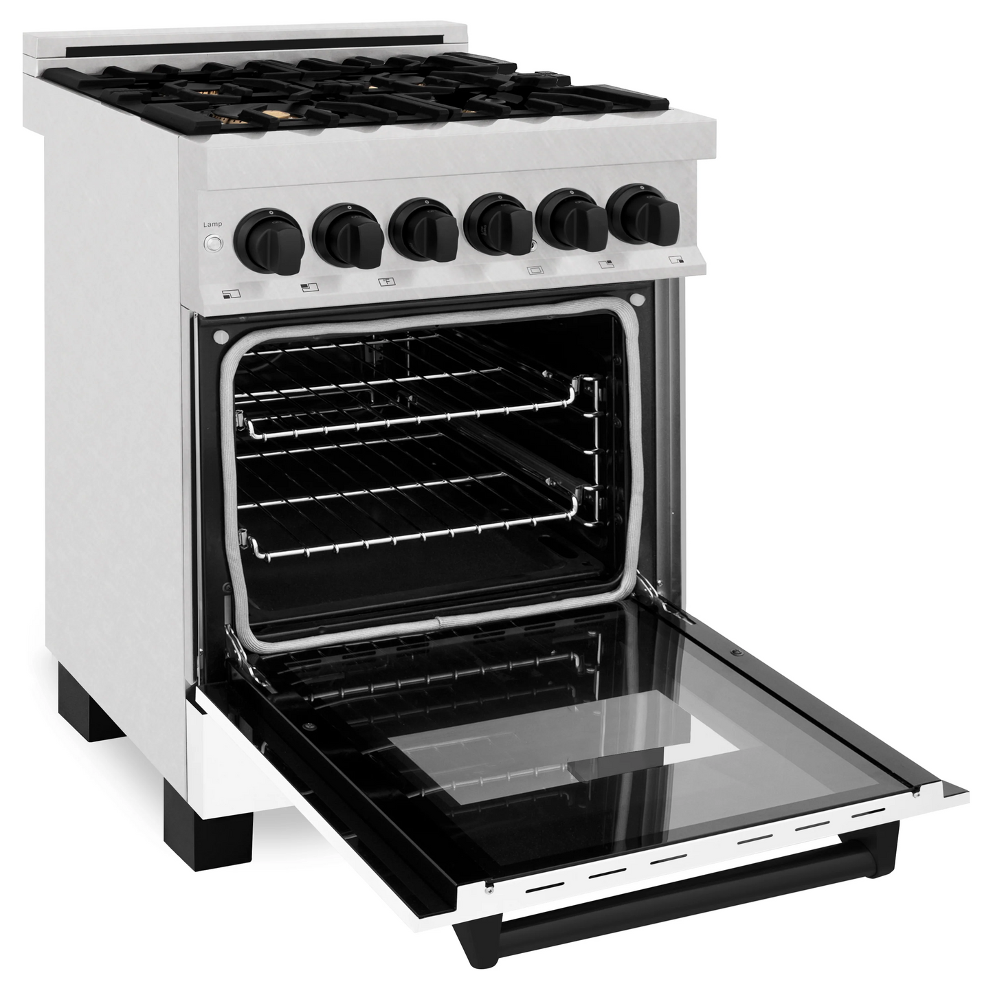 ZLINE Autograph Edition 24" 2.8 cu. ft. Dual Fuel Range With Gas Stove and Electric Oven in DuraSnow Stainless Steel With White Matte Door and Matte Black Accents