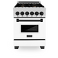 ZLINE Autograph Edition 24" 2.8 cu. ft. Dual Fuel Range With Gas Stove and Electric Oven in DuraSnow Stainless Steel With White Matte Door and Matte Black Accents