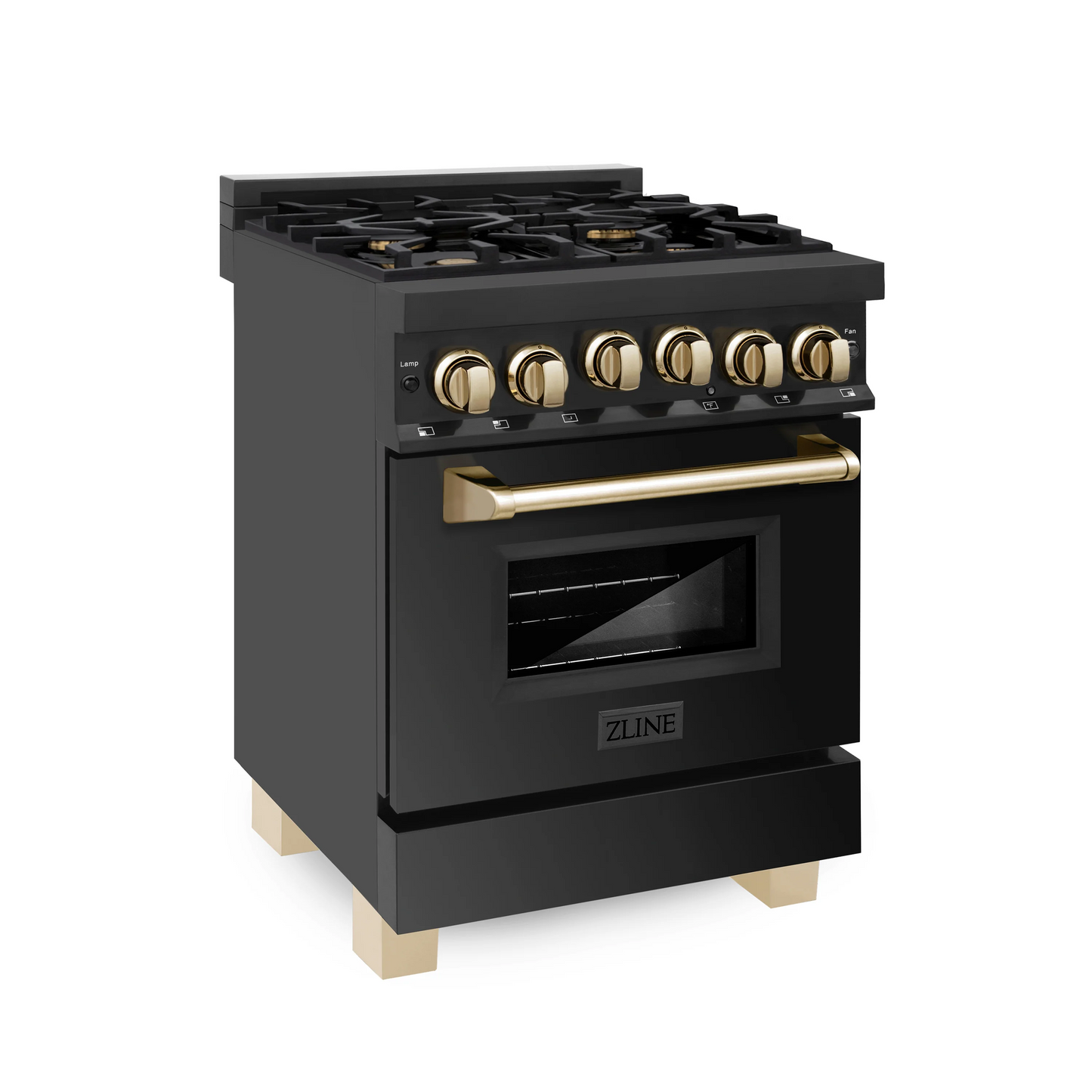 ZLINE Autograph Edition 24" 2.8 cu. ft. Range With Gas Stove and Gas Oven in Black Stainless Steel With Gold Accents