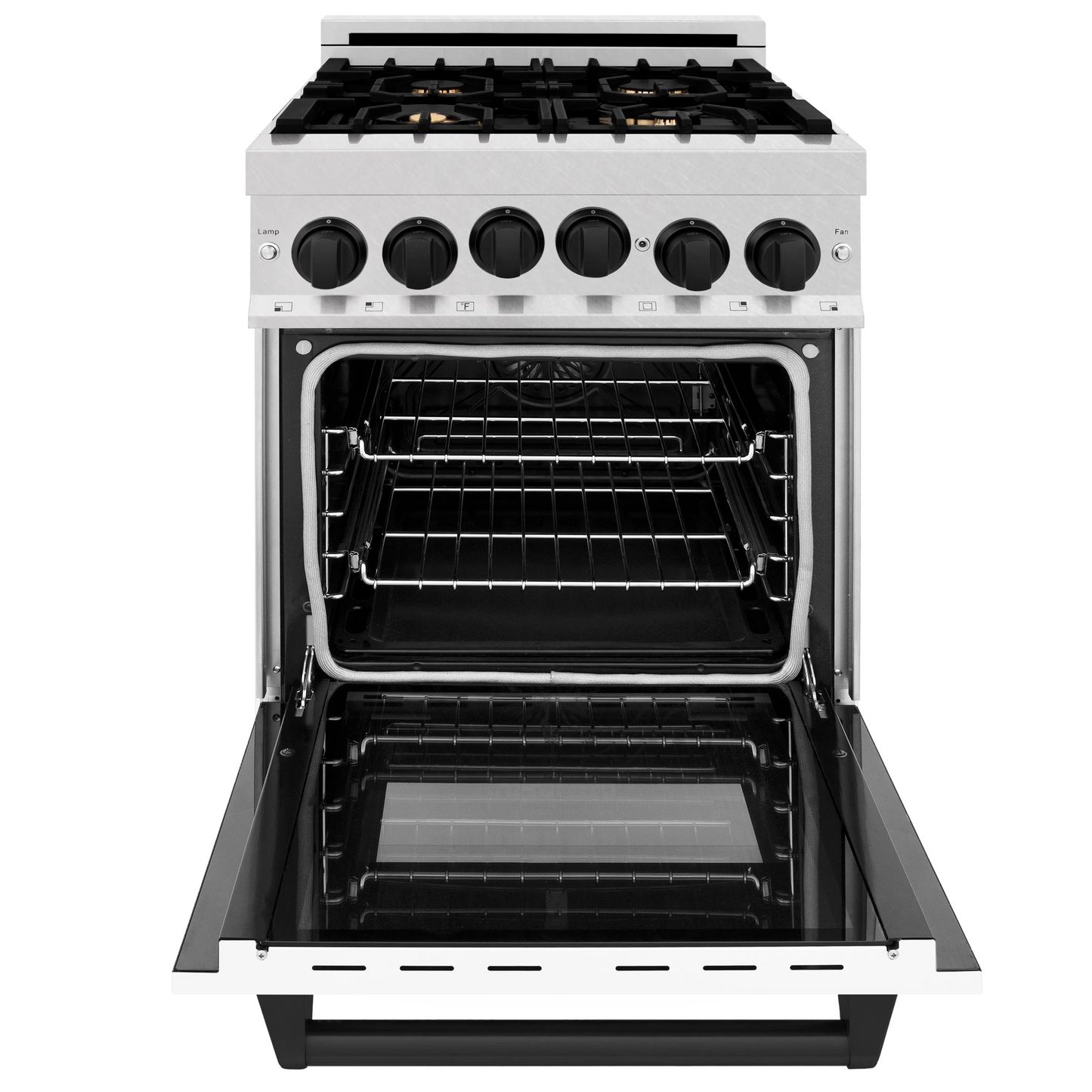 ZLINE Autograph Edition 24" 2.8 cu. ft. Range With Gas Stove and Gas Oven in DuraSnow Stainless Steel With White Matte Door and Matte Black Accents