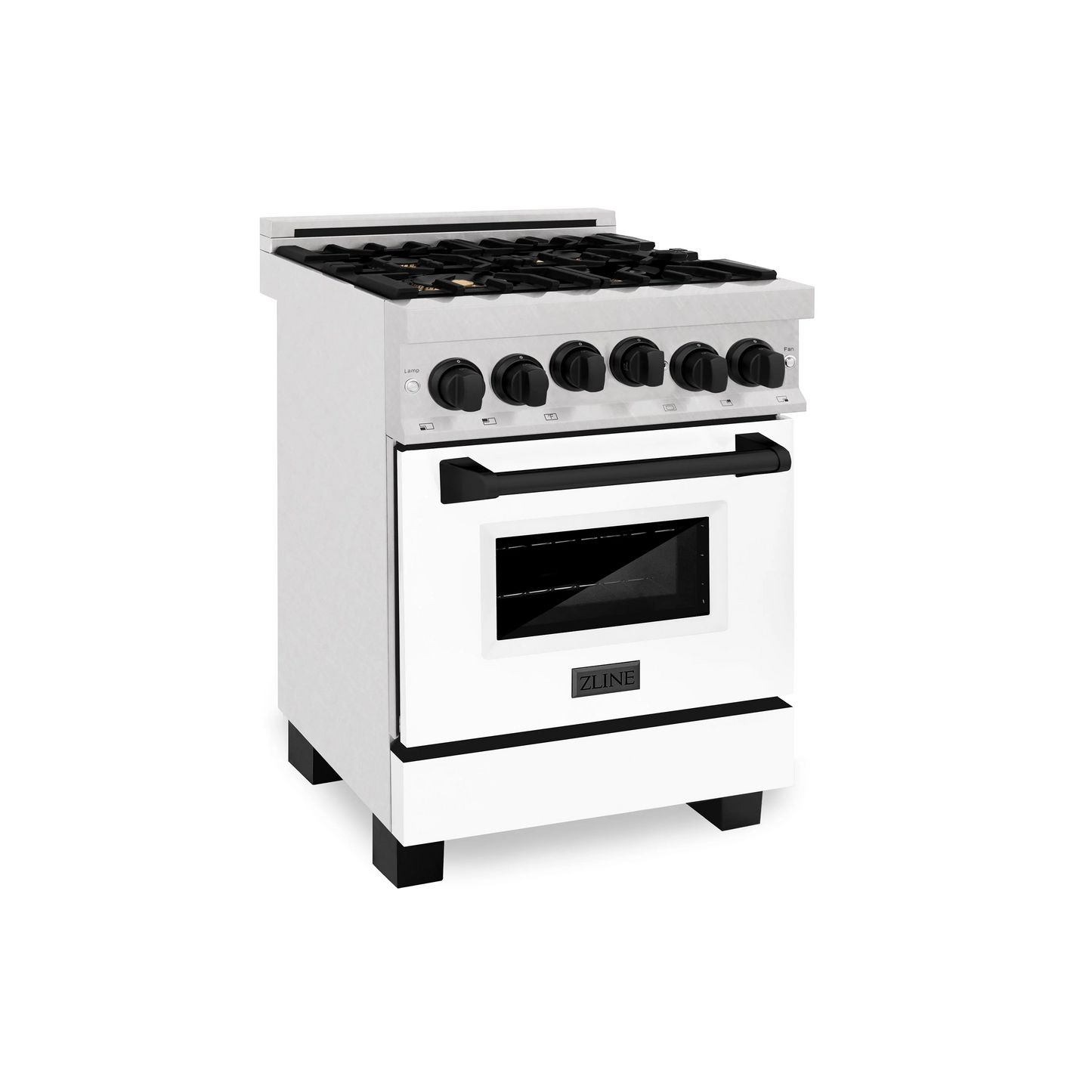 ZLINE Autograph Edition 24" 2.8 cu. ft. Range With Gas Stove and Gas Oven in DuraSnow Stainless Steel With White Matte Door and Matte Black Accents