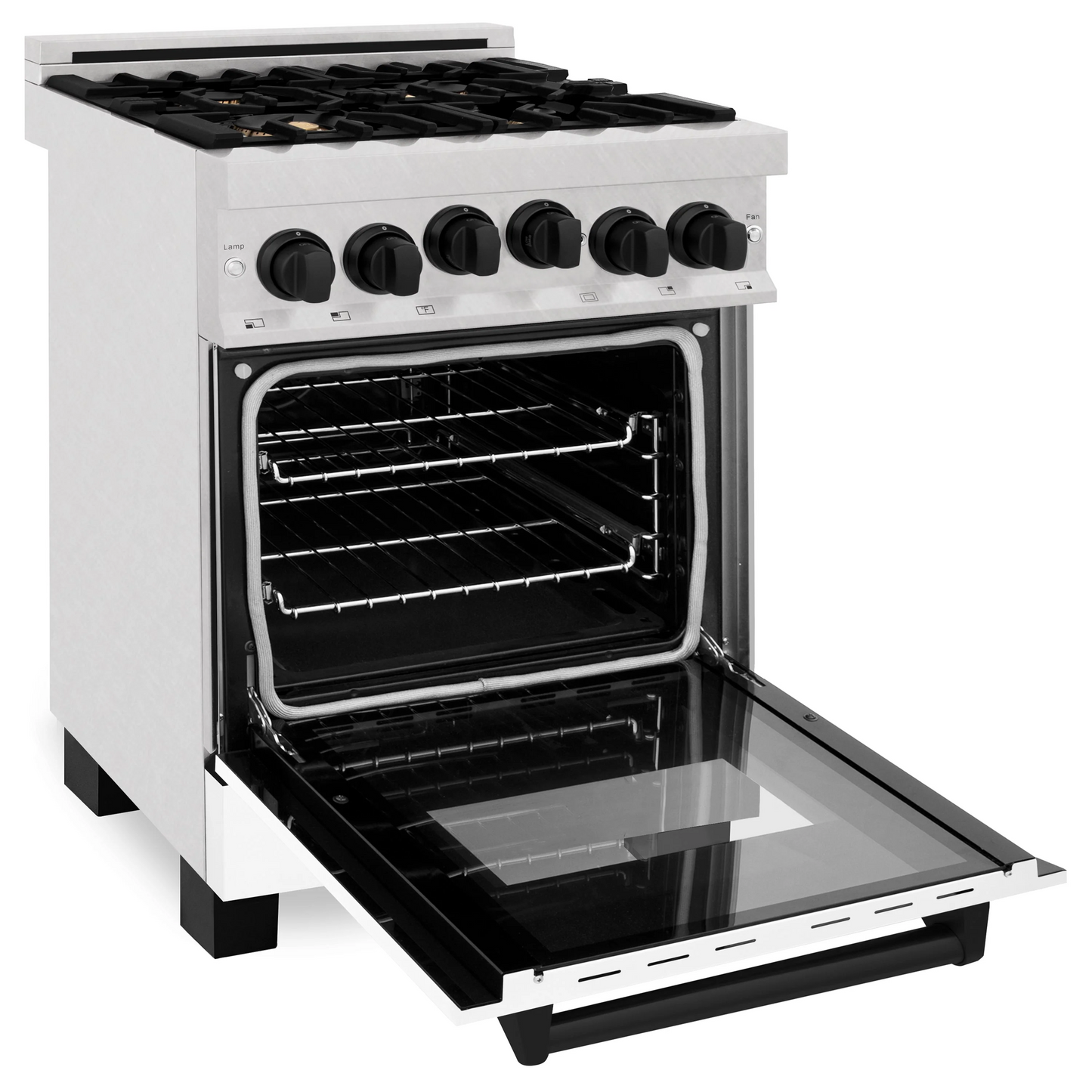 ZLINE Autograph Edition 24" 2.8 cu. ft. Range With Gas Stove and Gas Oven in DuraSnow Stainless Steel With White Matte Door and Matte Black Accents